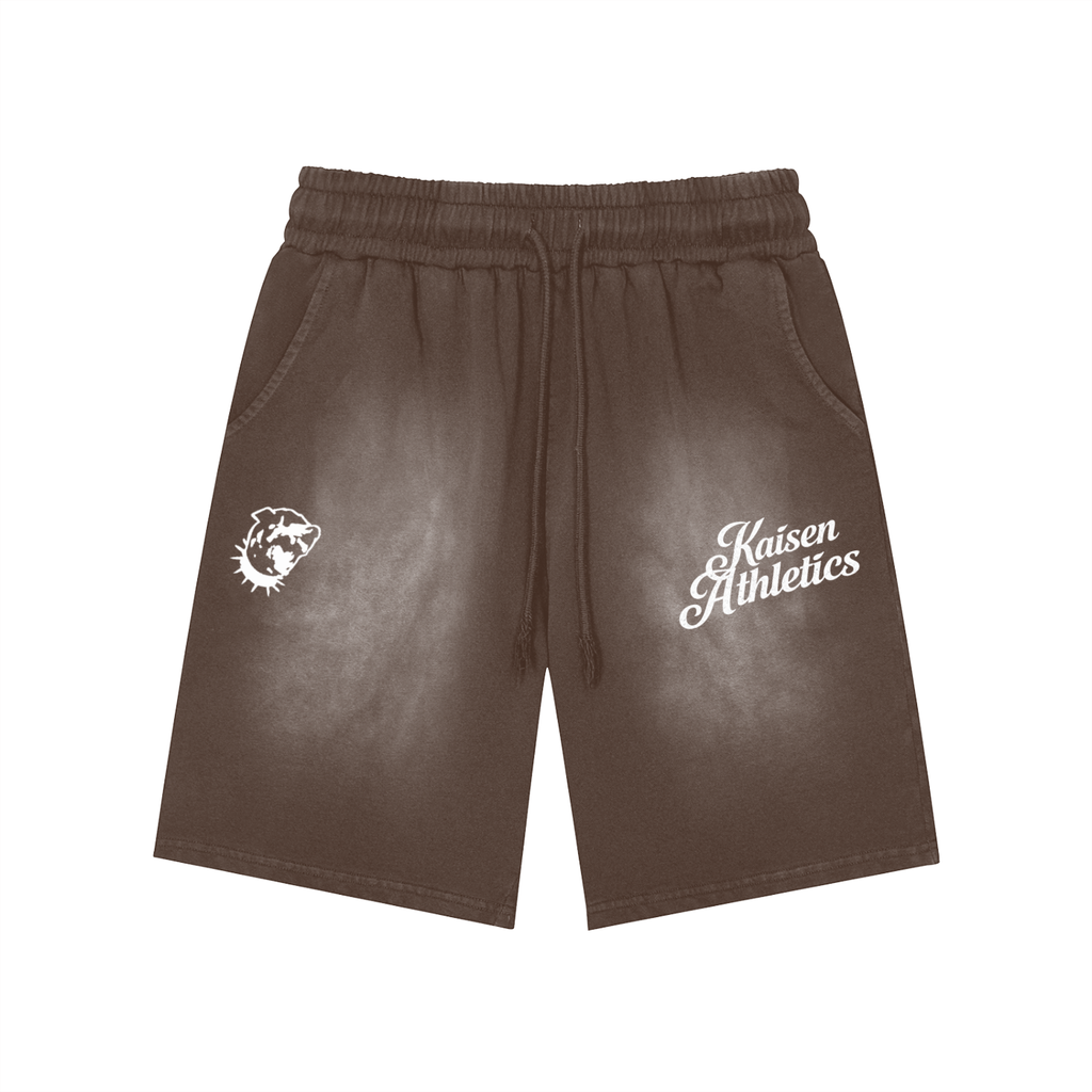Rectangle Patch Monkey Washed Shorts