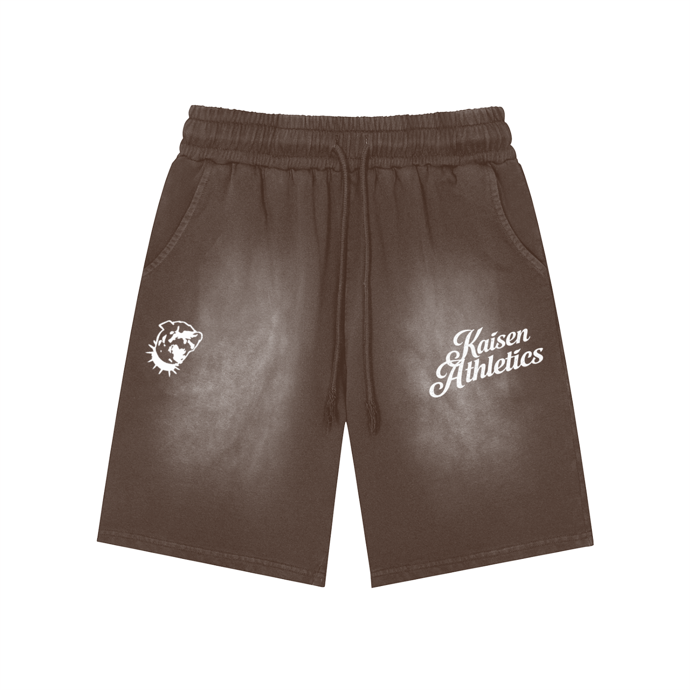 Rectangle Patch Monkey Washed Shorts